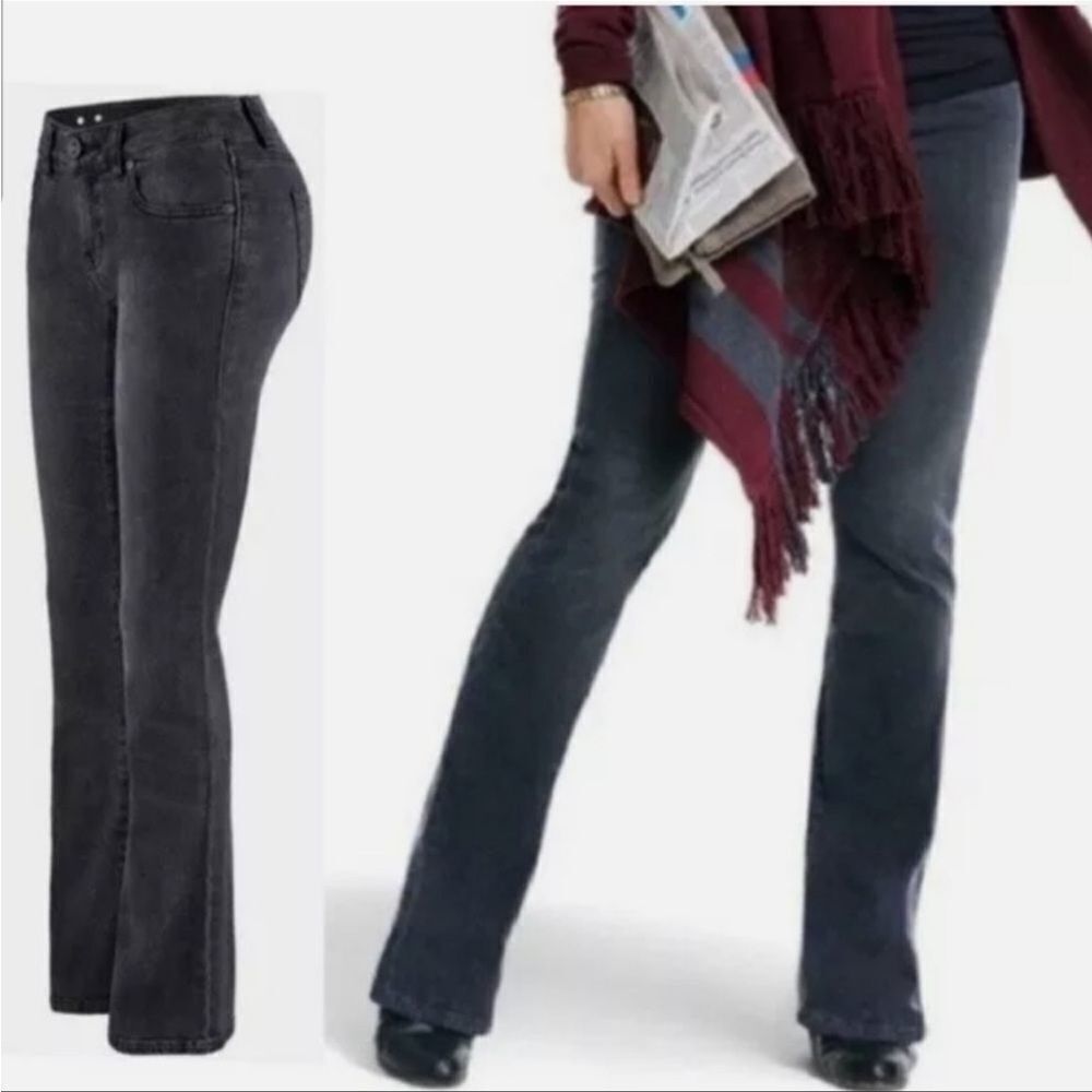 CAbi CURVY Fit 3042  NWT Shadow Slim Boot Jean Black Grey